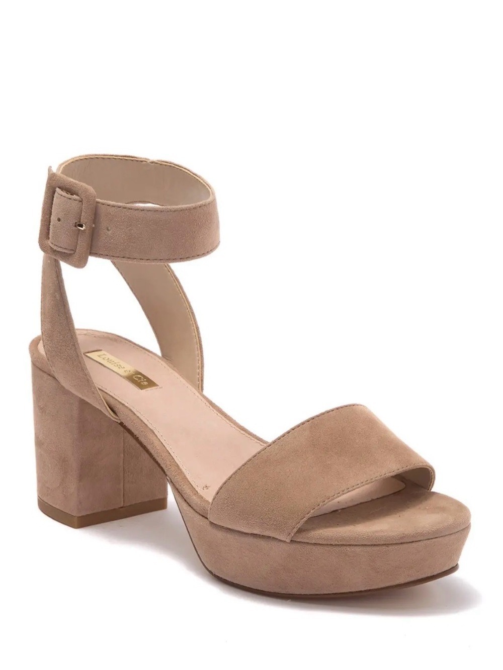 LOUISE ET CIE Tan Suede Hanya Block Heel Platform Sandal - Size 9.5